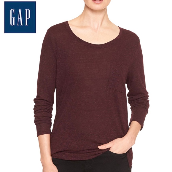 GAP Tops - GAP Women's Linen-blend long-sleeve pocket tee TOP